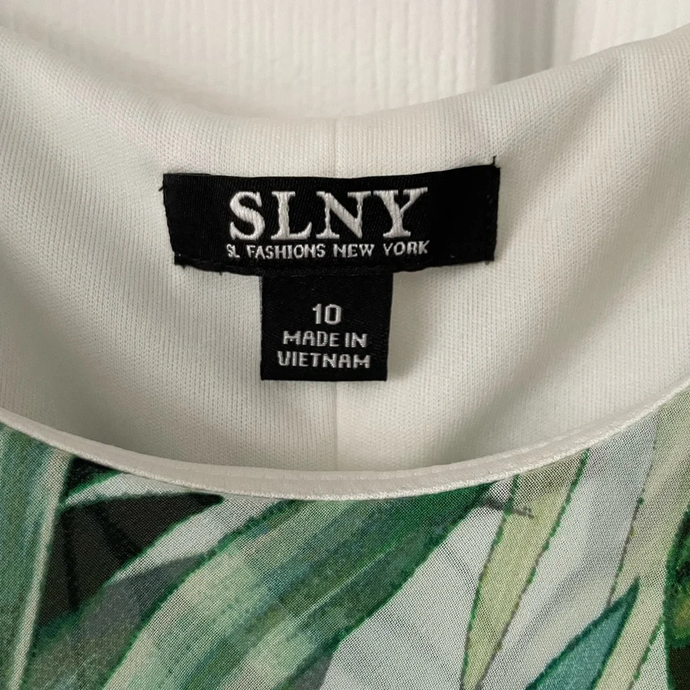 NWT SLNY Palm Print Tiered Dress, Size 10